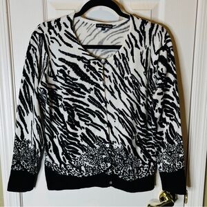 Pierri New York Black and White Print Cardigan